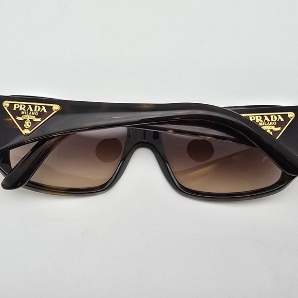 Prada SPR 16L 2AU-6S1 Triangle Logo Plate Tortoise Frame Brown Lens Sunglasses - Picture 10 of 16